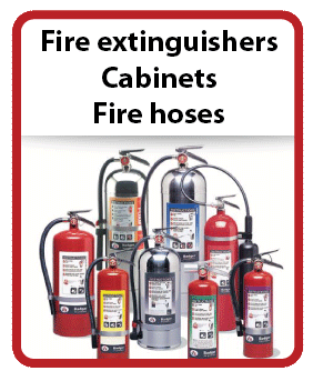 FIRE EXTINGUISHERS, CABINETS, FIRE HOSES